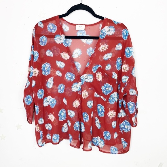 PINS and needle sheer floral button down blouse - Picture 11 of 11